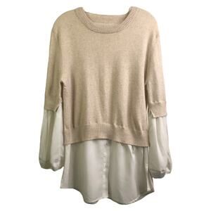 Brochu Walker The Looker Sweater Womens L Cream White Layered Wool Cashmere